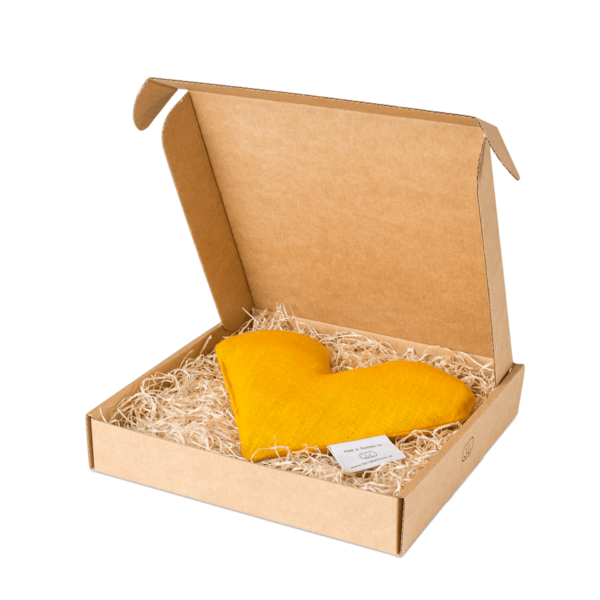 Yellow sweetheart wheat warmer in box