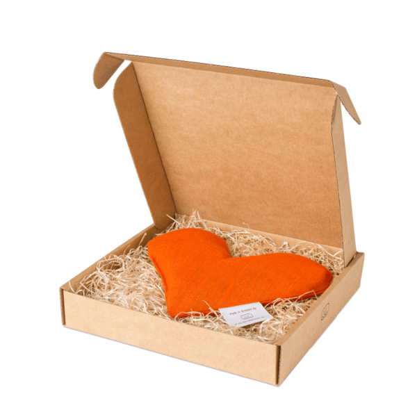 Orange sweetheart wheat warmer in box