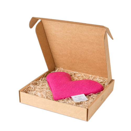Pink sweetheart wheat warmer in box