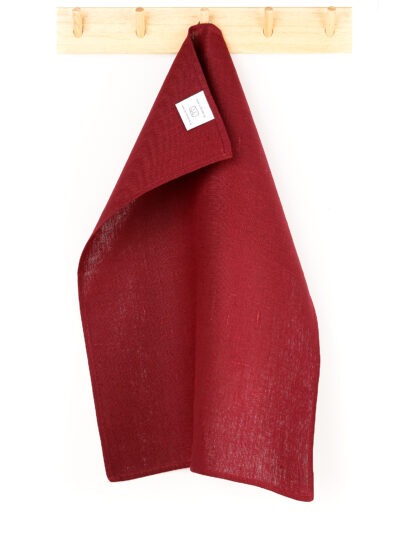 Burgundy tea towel in linen