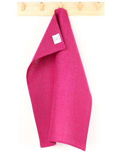 Fuchsia tea towel in linen