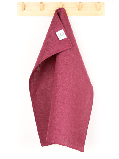 Purple tea towel in linen