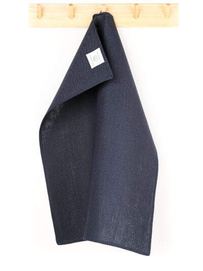Navy blue tea towel in linen