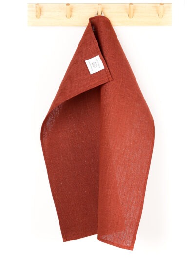 Ochre tea towel in linen