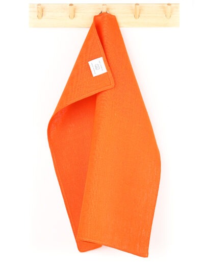 Orange tea towel in linen