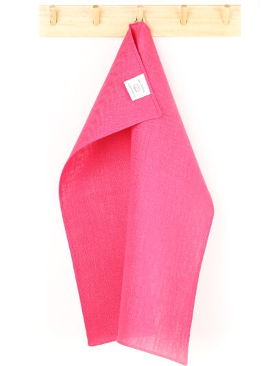 Pink tea towel in linen
