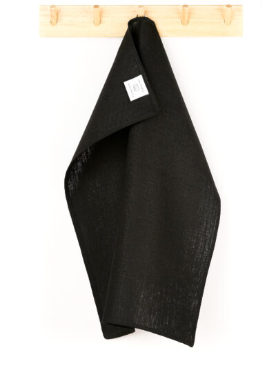 Black tea towel in linen